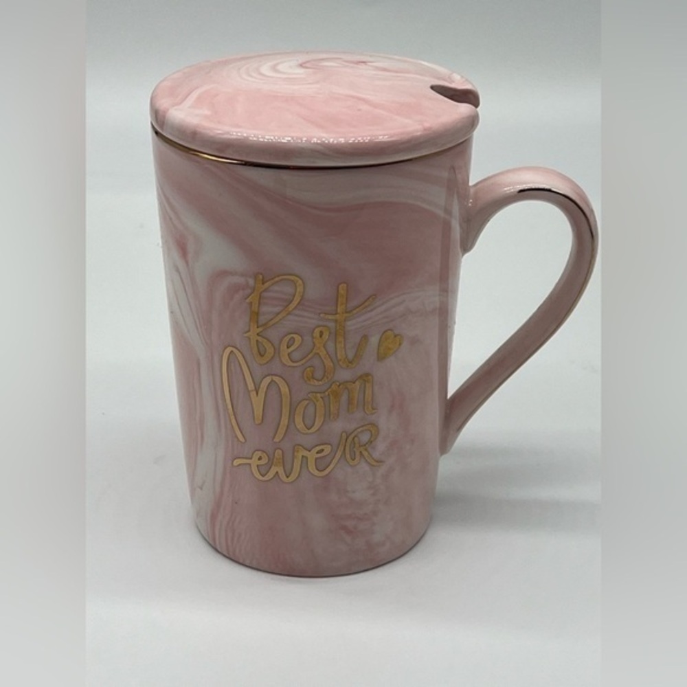 “Best Mom Ever” beautiful porcelain tea mug with lid